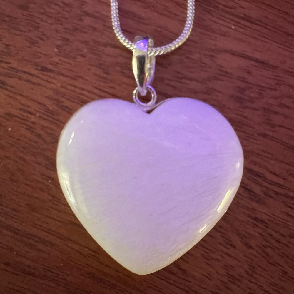 Beautiful White Quartz Heart Pendant & Necklace